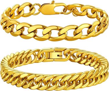 Набір браслетів для чоловіків Richsteel з нержавіючої сталі, 3 шт. (Чорний/Сталь/Золото), 9/8/4 мм, довжина 19/21/23 см, для подарунка