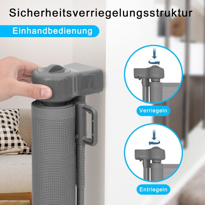 Expandable Baby Gate with Lock - 150cm Wide, 83cm High - Pet & Baby Safety Barrier