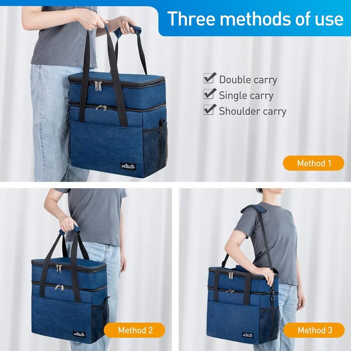 Термосумка Viedouce 30L: ізольована сумка-холодильник для пікніків, кемпінгу та подорожей (блакитна)