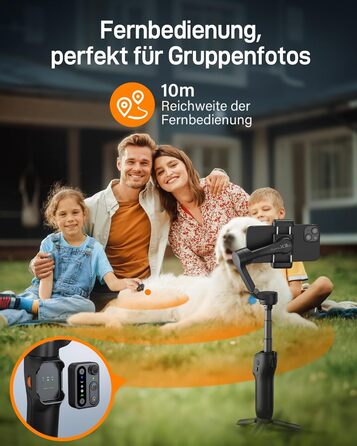 Hohem iSteady X3 SE - Стабілізатор Gimbal для смартфона, 3-осьовий, знімний пульт, 11 годин роботи, для Vlogging, Selfie, подорожей (чорний)