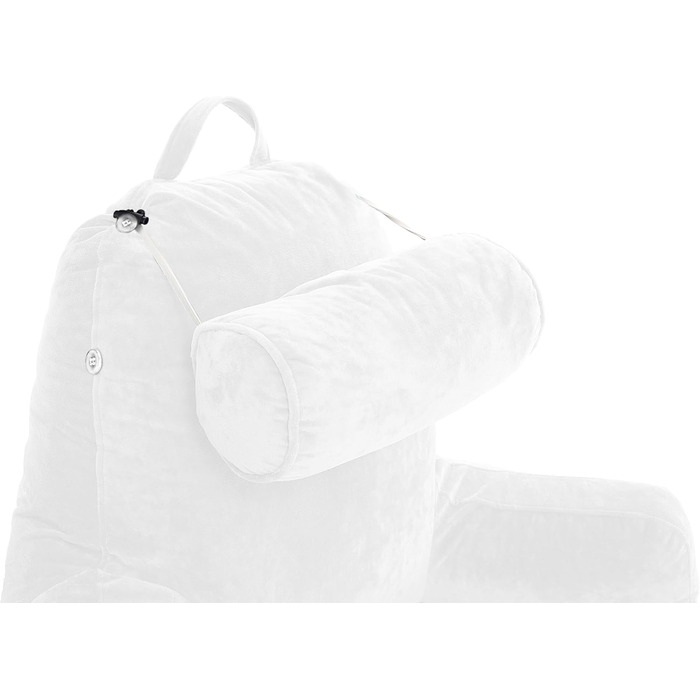 Подушка для чоловіка з підлокітниками - велика, для читання та відпочинку в ліжку. Висока спинка, преміум піна з пам'яті, знімна подушка для шиї на банджі. Білий колір | Оригінальна версія