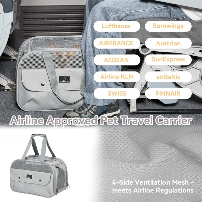 Транспортний бокс для тварин на 4 місця: коти, собаки. Підходить для авіаперельотів та авто. Легкий, з надійними застібками та сіткою. Сірий.