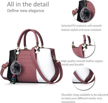 Сумка жіноча NICOLE & DORIS 2025 шкіряна чорна з пухнастим брелоком та знімним ремінцем через плече