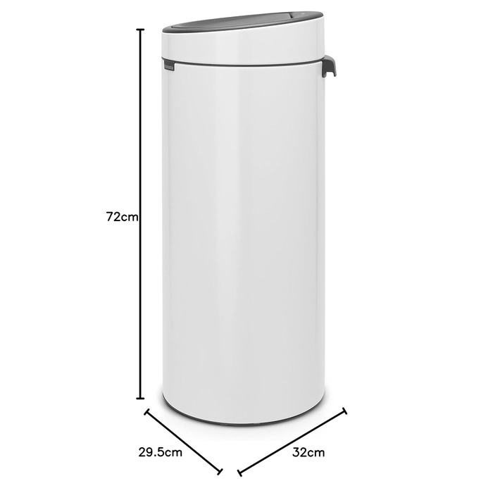 Відро Brabantia Touch Bin New 40 л з висувним контейнером, нержавіюча сталь, 32.8 x 48.3 см, білий