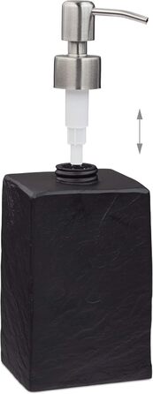 Дозатор мила Relaxdays, 200 мл, наповнюваний, для ванної, туалету, кухні, дозатор рідкого мила, полірезин, нержавіюча сталева помпа, чорний