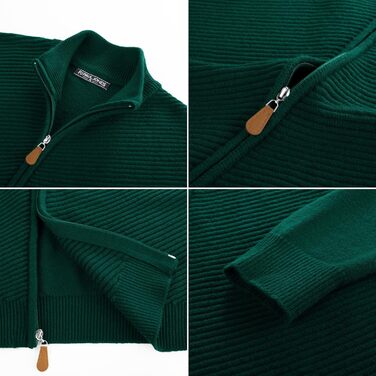 Кардиган чоловічий PJ PAUL JONES з блискавкою та стоячим коміром, грубий в'язання (S, Зелений)