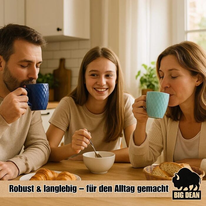 Набір кавових чашок BigDean 6 шт. 400 мл, кераміка, матові, сучасний дизайн, в подарунковій коробці (кольорові)