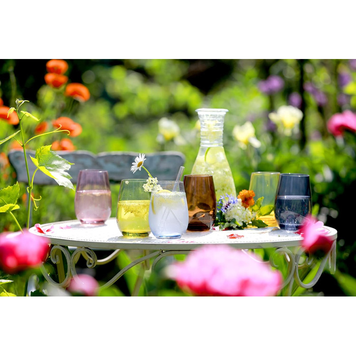 Stölzle Lausitz Water Glasses Set Elements Mediterranean Mix 465 ml to the brim / Set of 6 Water Glasses Dishwasher-safe, high break resistance / Drinking Glasses Set Crystal Glass / Juice Glasses Set