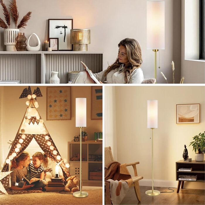 Стійка лампа Seruno X для вітальні, сіра, з 3 колірними температурами, 9W LED, сучасний дизайн з золотим масивним стійкою, вимикач на шнурі, торшер для вітальні, спальні, офісу