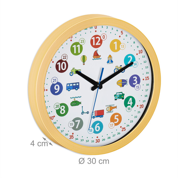Relaxdays Wall Clock for Children - Vehicles