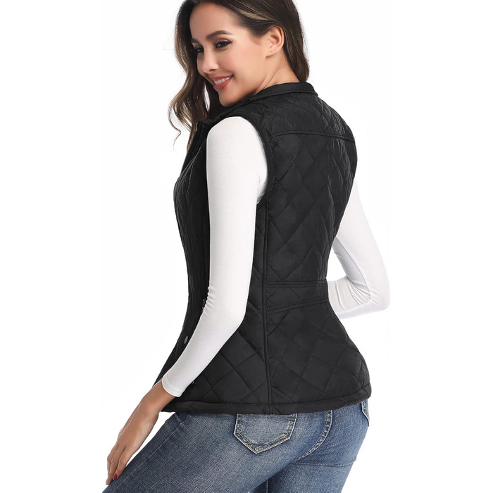 Жіноча жилетка LONGKING легка з коміром, степна безрукавка з блискавкою, чорна