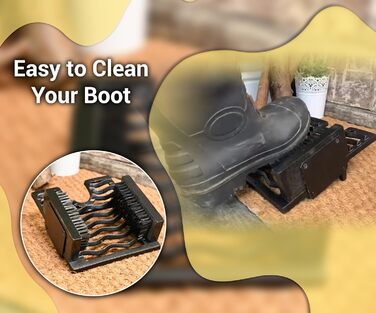 ARSUK Welly Boot Scraper, Boot Butler, Shoe Brushes, Motif Shoe Accessories & Care Cast Iron Wellington Boot Rack, Made of Metal Cast Iron Boot Scraper, Shoe Shelves & Cabinets