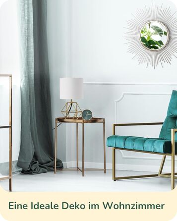 EDISHINE Настільна лампа, сучасний індустріальний дизайн, цоколь E14, вінтажний стиль, для спальні/вітальні, білий/золотий лін, золото