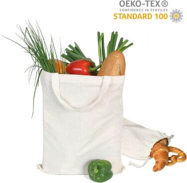TEXXILLA Drawstring Bags - 10 Pack | Natural | with robust drawstrings | 38x46cm | Jute bags | shopping bag | unprinted