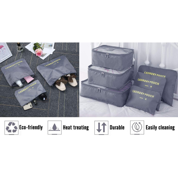 Органайзер для валізи Vicloon, набір 8/6 шт. - Packtaschen, аксесуари для подорожей, сумки-органайзери, косметички (сірий)