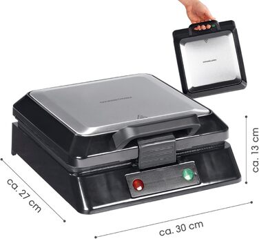 Gourmetmaxx Belgian Waffle Maker - 1000W - Non-Stick Coating - Even Heat Distribution - Makes 4 Waffles