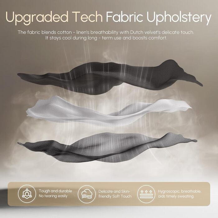 Ігровий крісло Dowinx з тканиною та пружинним сидінням, масажний ігровий крісло з підніжкою, ергономічне, для ПК, геймінгу, офісу, чорний, 150 кг