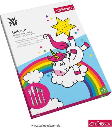 Набір дитячого столового прибору Einhorn WMF Cromargan® (4 шт.), нержавіюча сталь, для дітей 3-9 років, полірована, придатна для миття в посудомийній машині
