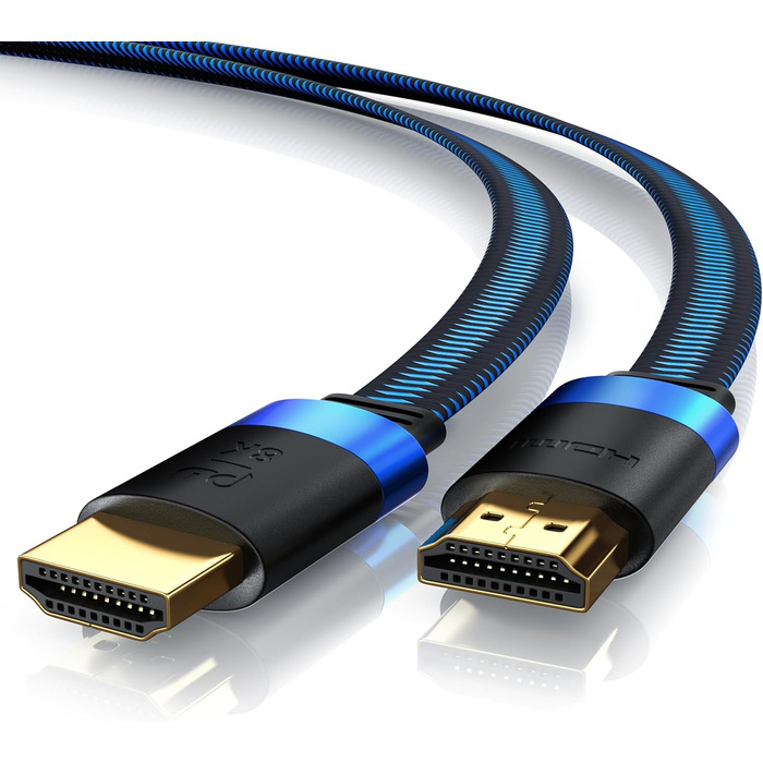 HDMI 2.1 кабель 8K Flachband - 3 метри, Ultra High Speed II, Ethernet, eARC, HDR10+, 7680x4320, 120Hz, DSC, тканинна оплетка, для прокладання