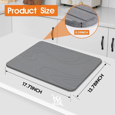 Килимок для сушіння посуду Snuggery, 61 x 40.6 см, 2 шт, сірий (з кремнезему)