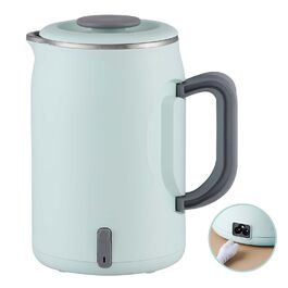 Електричний чайник 0.9л з нержавіючої сталі 304, 1360W, швидке кип'ятіння за 4-6 хвилин, класичний компактний дизайн, кнопка вмикання в один дотик, автоматичне відключення та захист від перегріву, для дому, офісу та любителів кави (світло-зелений)