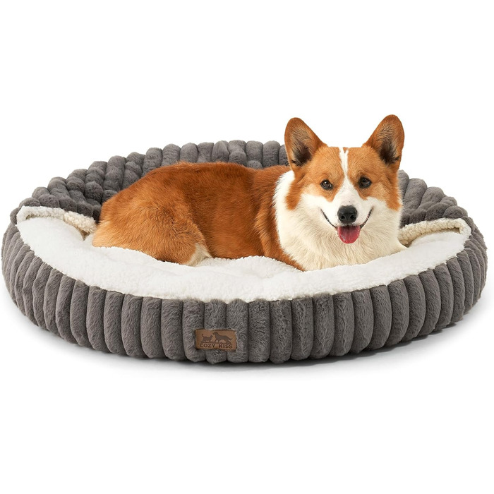 Кігтеточка-лежанка для котів та маленьких собак, кругла, з ковдрою, антистресова, сірого кольору, 89x89x18 см