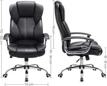 Крісло офісне SONGMICS, крісло для офісу, крісло для комп'ютера, регулювання висоти сидіння, чорне