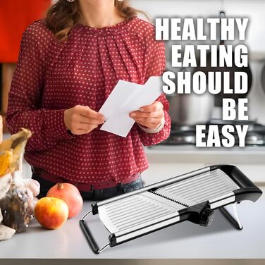 Набір для нарізання овочів з 4 лезами та захисними рукавичками - Mandoline з нержавіючої сталі для картоплі, салату, хот-поту, антиковзкий овочевий слайсер, Keto (з щіткою та ганчіркою).