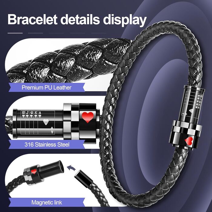 Чоловічий браслет з плетеної шкіри та магнітним застібкою (чорний). Подарункова коробка в комплекті