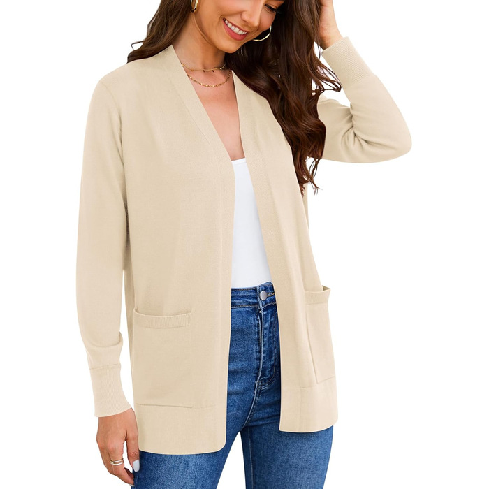 Жіночий кардиган-світшот з довгим рукавом, м'який в'язаний жилет з кишенями (S-3X)