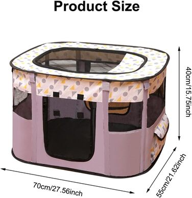 Клітка-прогулянка для тварин, складана, 70x55x40 см, Oxford, для собак, кроликів, котів, морських свинок, Indoor & Outdoor (фіолетовий)