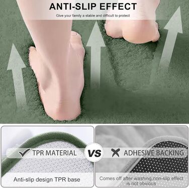 Килимок для ванної кімнати 50x80 см, антиковзаючий, м'який, швидковисихаючий, з високим ворсом, з мікрофібри, для ванни, душу та ванної кімнати (зелений) 80 x 50 см (прямокутний), зелений