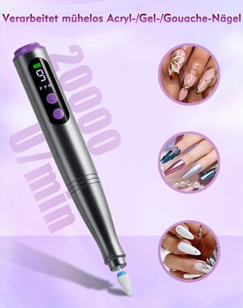 Електричний набір для манікюру та педикюру Nagelfräser: 12 в 1, бездротовий, 9 швидкостей, для гелю та акрилу