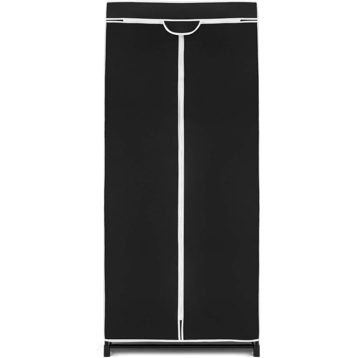 GIANTEX Wardrobe Clothes Closet with Clothes Rod & Shelf, Folding Closet 74 x 50 x 172 cm, Clothes Rack Metal Frame with Dust Cover, for Bedroom Dressing Room (Black)
