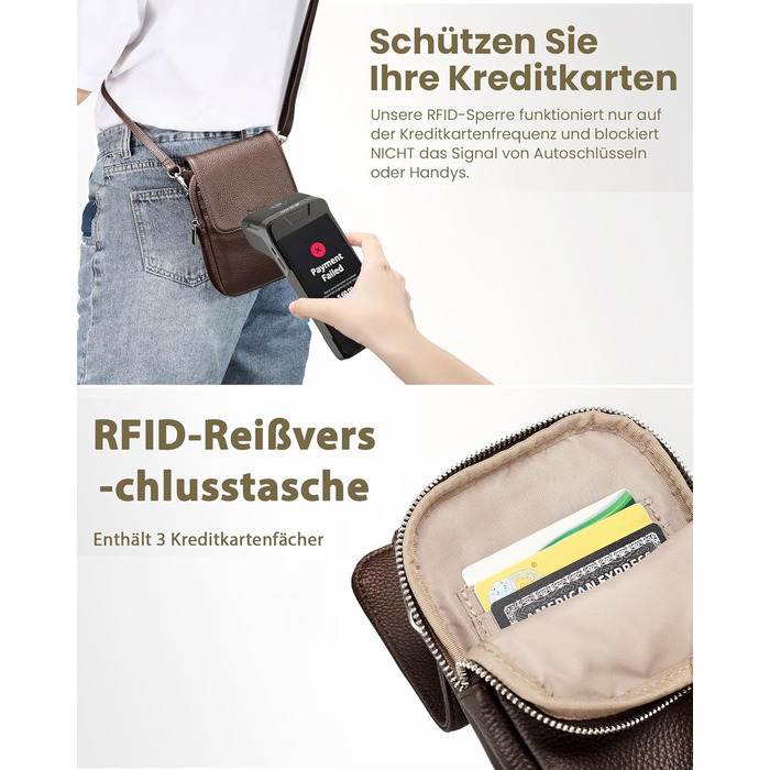 Чохол для мобільного телефону Befen зі шкіри, жіночий, з RFID-захистом та відділеннями для карток, колір кава