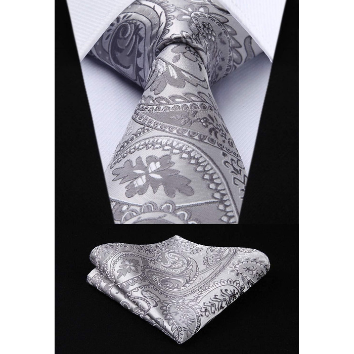 Костюм-тріо Enlision: жилет, краватка та нагрудна хустинка з квітковим візерунком пейслі, сірий, розмір L