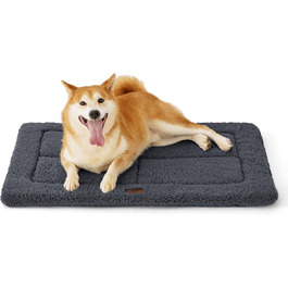 BEDSURE Washable Dog Mat for Large Dogs - 104x71 cm Washable Dog Bed for Large Dogs, Sherpa Plush Dog Bed Large with High-Density Foam Filling, (89 x 58 cm, Dark Grey)