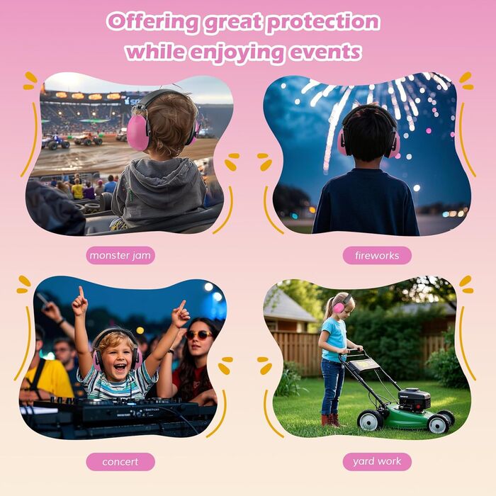 ProCase Навушники захисні дитячі шумоізоляційні, рожеві, для сну, подорожей, 3-12 років, NRR 21dB