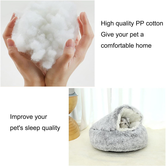 YUDANSI Cat Bed, 40cm Covered Dog Bed Cat Cave Bed Donut for Kittens Puppies, Plush Faux Fur Nest Fluffy Dog Bed Round Dog Cushion Dog Sofa Cat Bed for Cats and Small Dogs