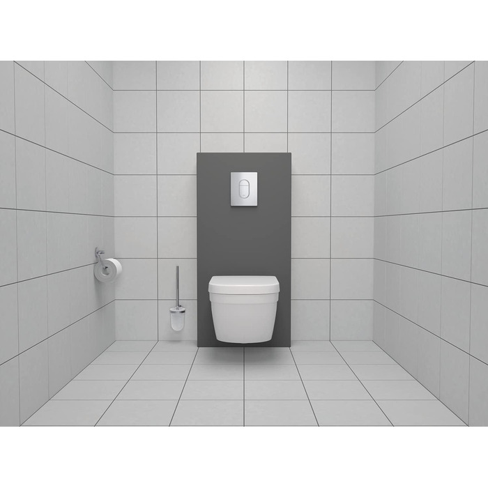 Essentials Toilet Brush Set & BAU Cosmopolitan Toilet Paper Holder (Material: Metal, concealed mounting, for drilling or gluing), Chrome, 40457001, Small