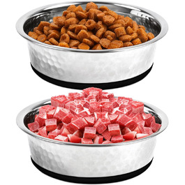 Набори мисок для собак великих, середніх та малих порід, 2 шт. з нержавіючої сталі з антиковзним силіконом, 22 см