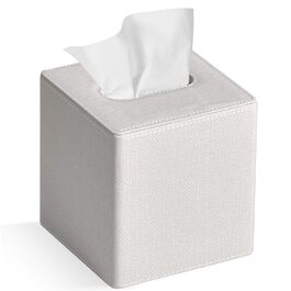 Скляна коробка для серветок, PU-шкіра, сучасний дизайн, для ванної, спальні, кухні, офісу (бежева льон)