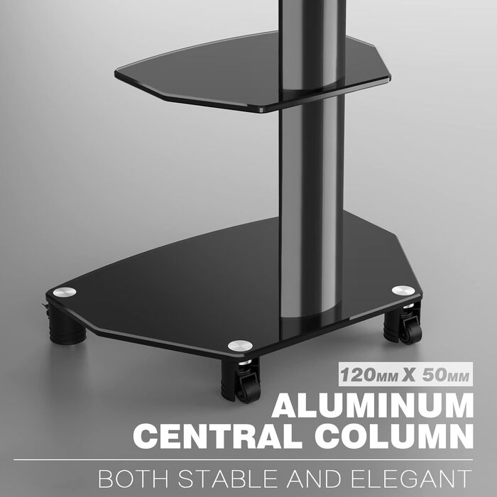 Rolling TV Stand with Wheels - Adjustable Height & Swivel for 27-70 inch Flat & Curved TVs (VESA 400x400, 50kg)