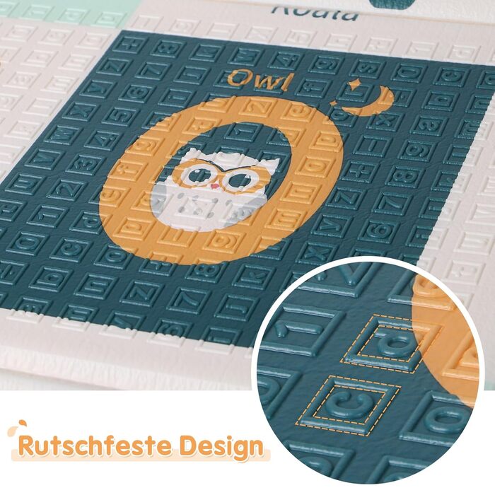 Дитячий килимок для повзання Dripex 150x180x1.5 см, двосторонній, водонепроникний, BPA-free, портативний, для малюків з народження