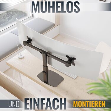 Підставка для монітора RICOO TS4111 для 2 моніторів, газ-амортизатор, 13-27 дюймів