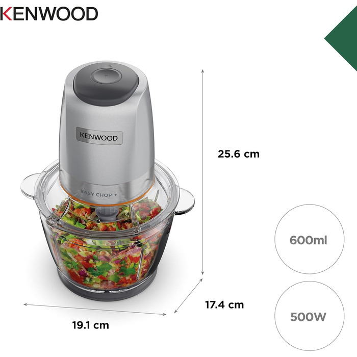 Електричний міні-подрібнювач Kenwood Easy Chop CHP61.100WH, білий (0,6 л, 500 Вт)