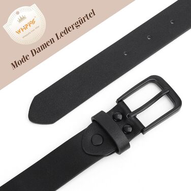 Ремень шкіряний WHIPPY жіночий/чоловічий, срібна пряжка, для джинсів та штанів, чорний (S: 65-75 см, довжина 100 см)