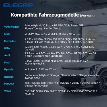Кабель для зарядки електромобіля Type 2 Schuko 7м, 3.68кВт, 6-16A, IP66 – Мобільна зарядка з відтермінованим стартом, сумісний з EV/PHEV