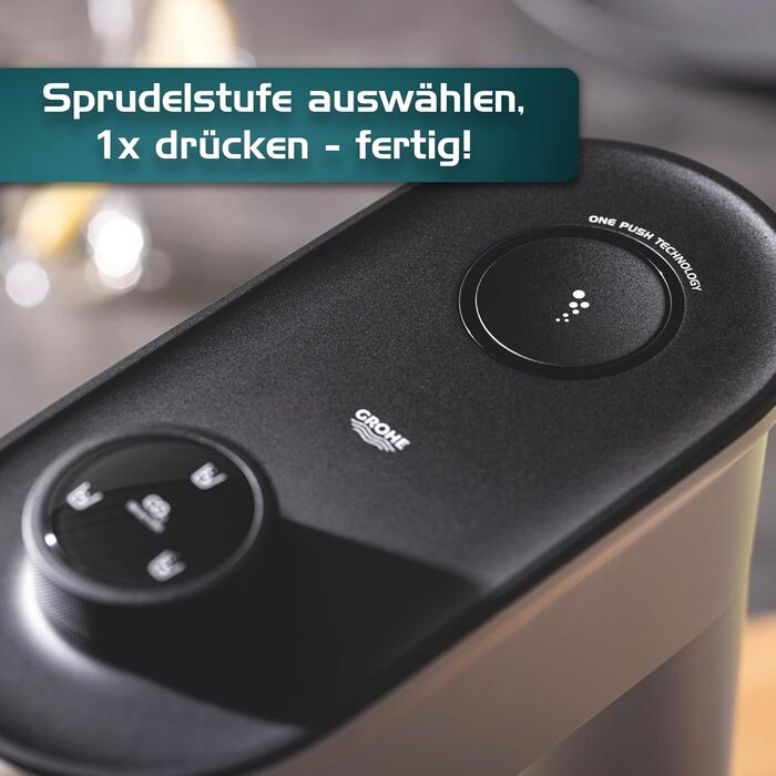 GROHE Blue Fizz Набір для газованої води (3 рівні газування, без CO2 балона, 1x 0,85л пляшка + засіб для чищення), чорний, 31943K00