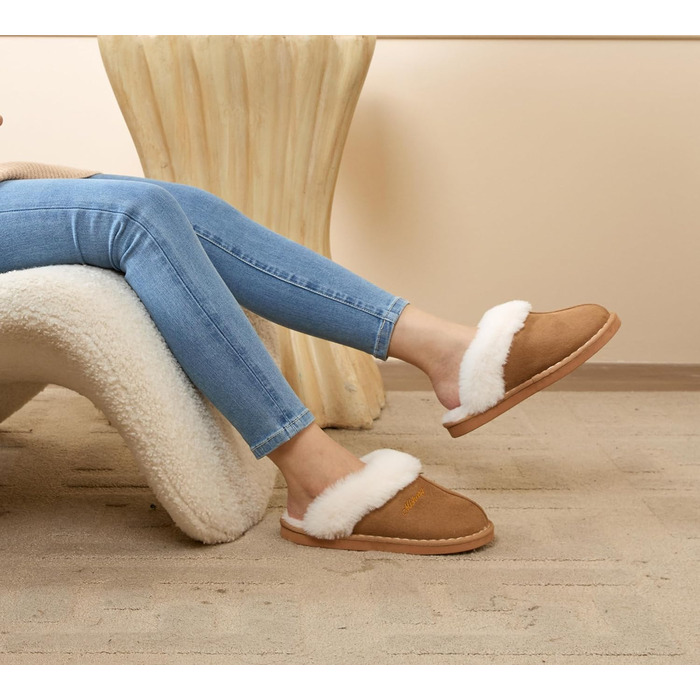 Тапочки халатні Donpapa для дому та вулиці, зимові, теплі, з м'якою устілкою з піною пам'яті, з штучним хутром, антиковзаючі, 38.5/40 EU, Коричневий